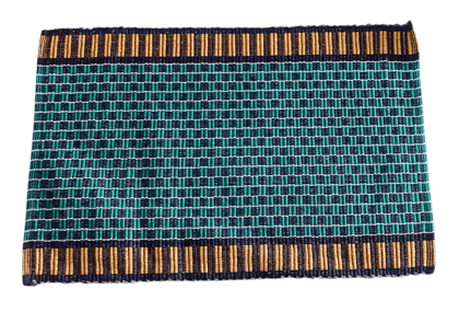 Handwoven Cotton Door Mat - Green and Black Checkered