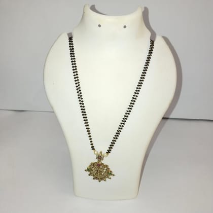Black Beads Mangalsutra with intricate gold pendant