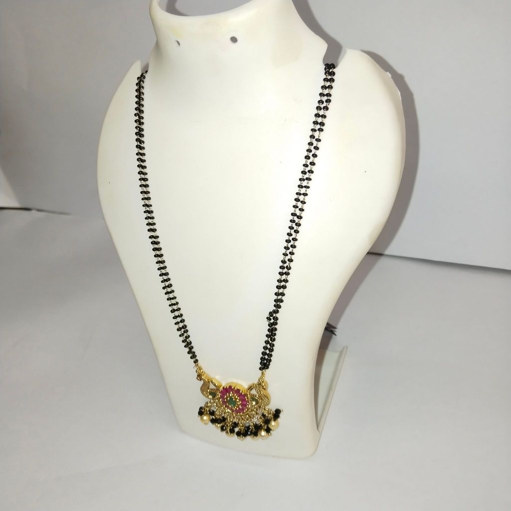 Black Beads Mangalsutra with Gold Pendant for Women