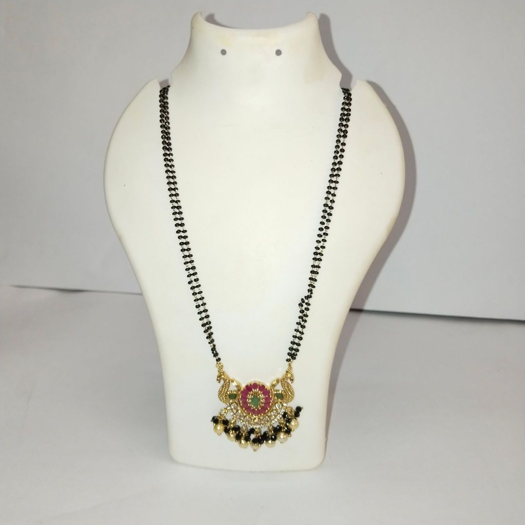Black Beads Mangalsutra with Gold Pendant for Women