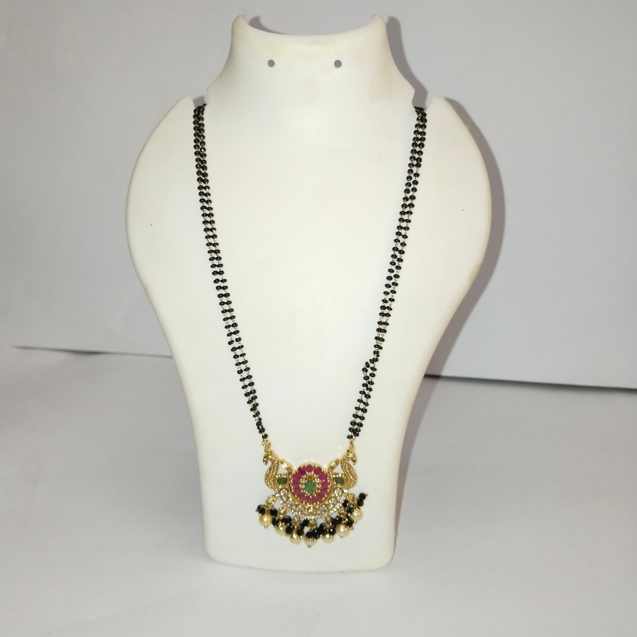Black Beads Mangalsutra with Gold Pendant for Women