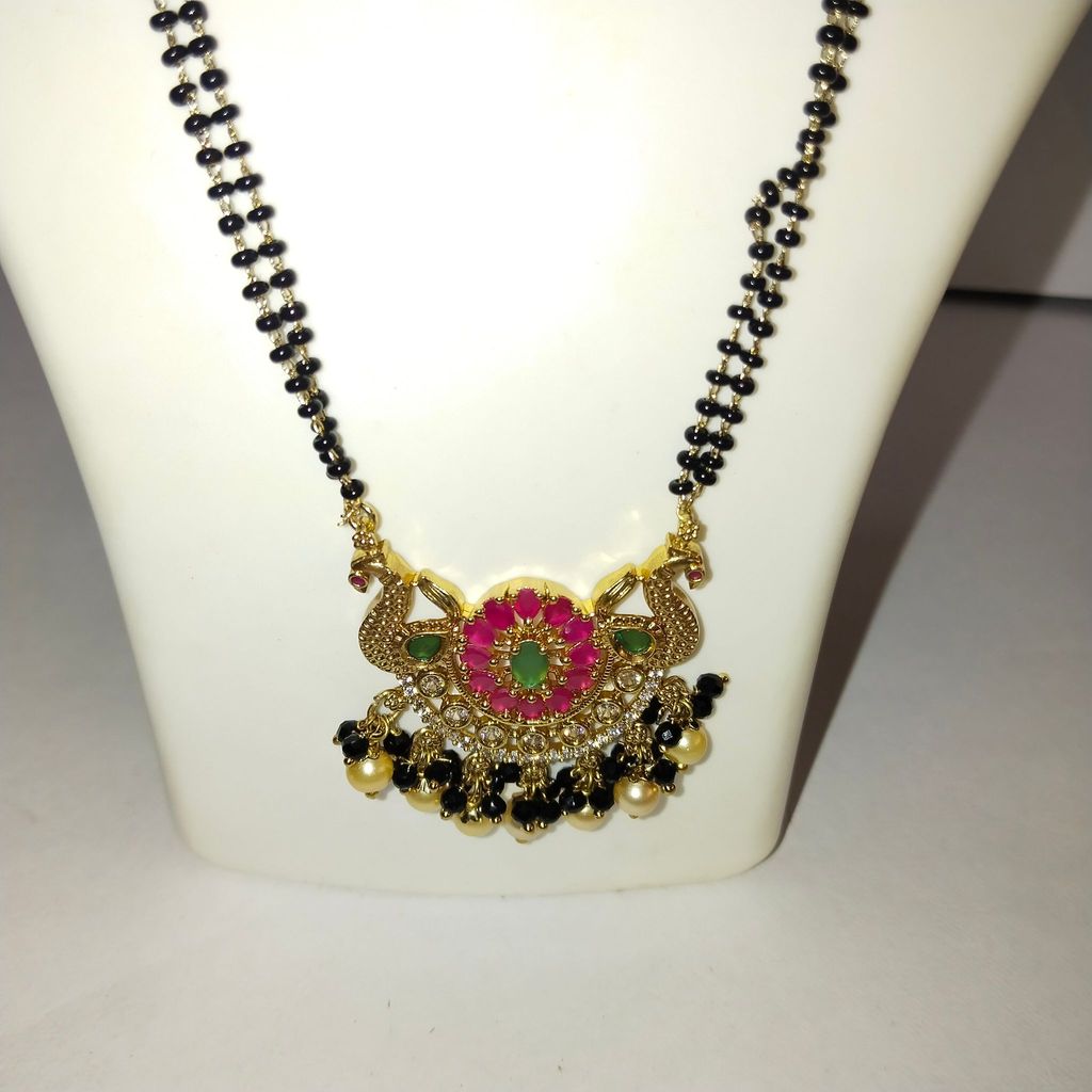 Black Beads Mangalsutra with Gold Pendant for Women