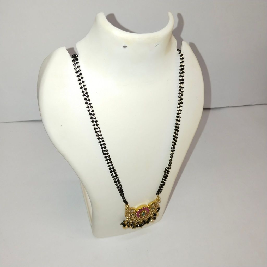 Black Beads Mangalsutra with Gold Pendant for Women