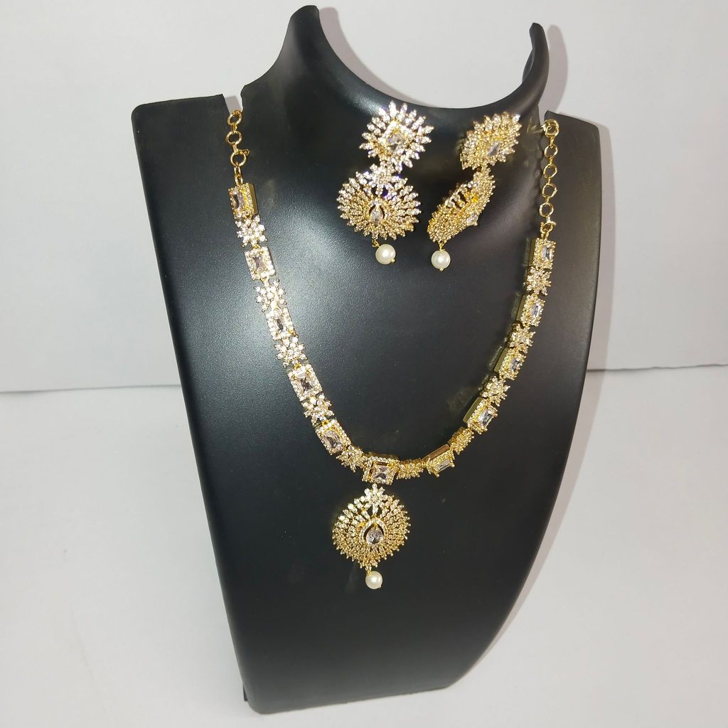 American Diamond Necklace Set with Earrings for Women