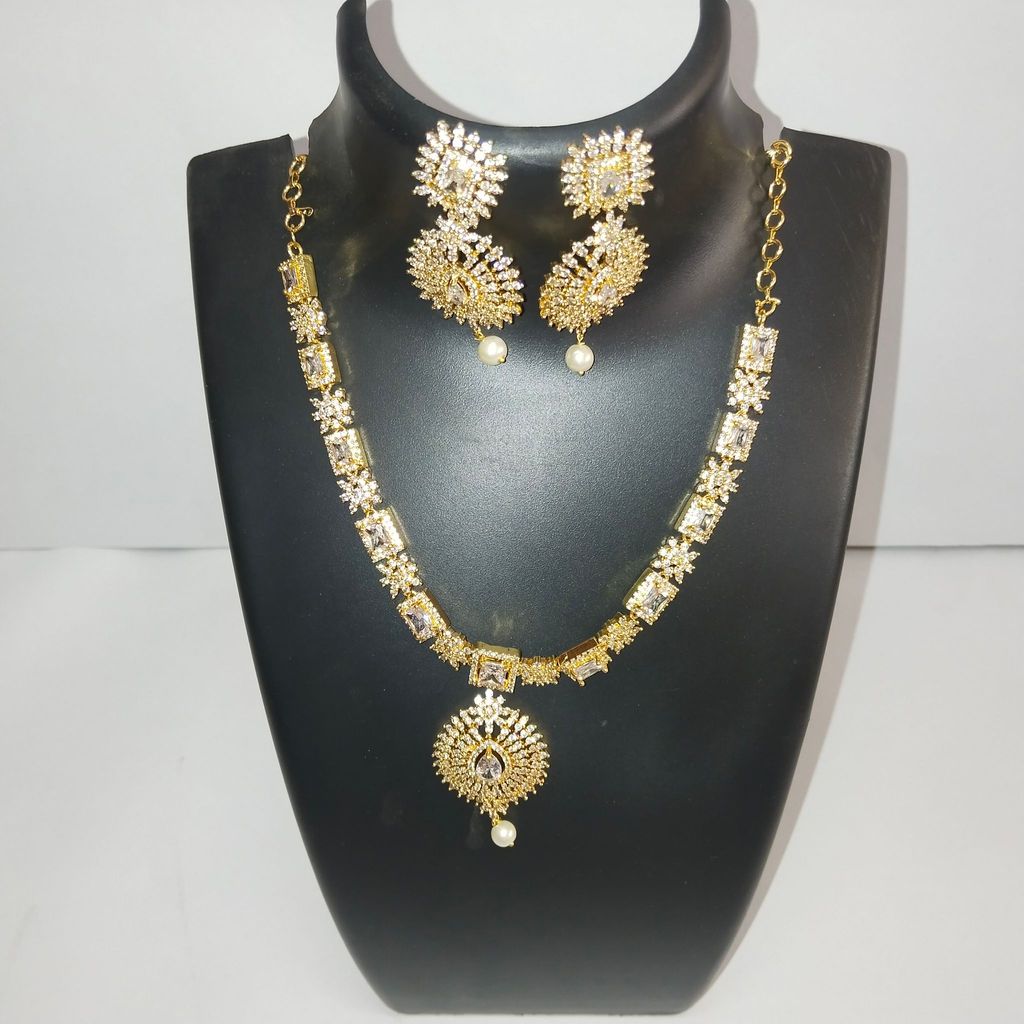 American Diamond Necklace Set with Earrings for Women