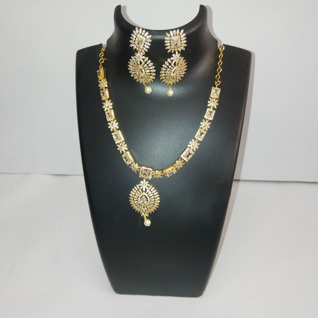 American Diamond Necklace Set with Earrings for Women