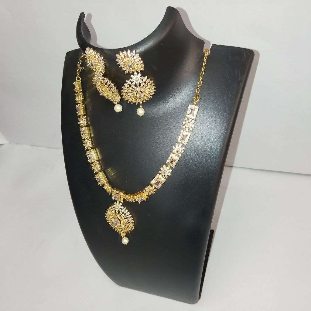American Diamond Necklace Set with Earrings for Women
