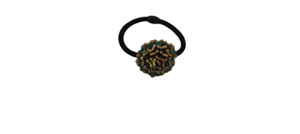 Oxidized Gold Plated Green Meenakari Kundan Hair Rubber Band Oxidized Gold Plated Green Meenakari Kundan Hair Rubber Band