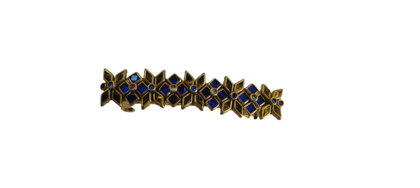 Gold and Enamel Hair Barrette with Blue and White Stones