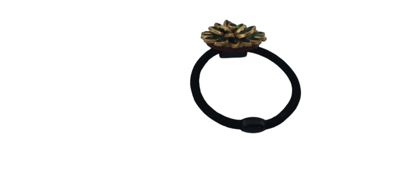 Oxidized Gold Plated Lotus Flower Engraved Rubber Band for Women Oxidized Gold Plated Lotus Flower Engraved Rubber Band for Women