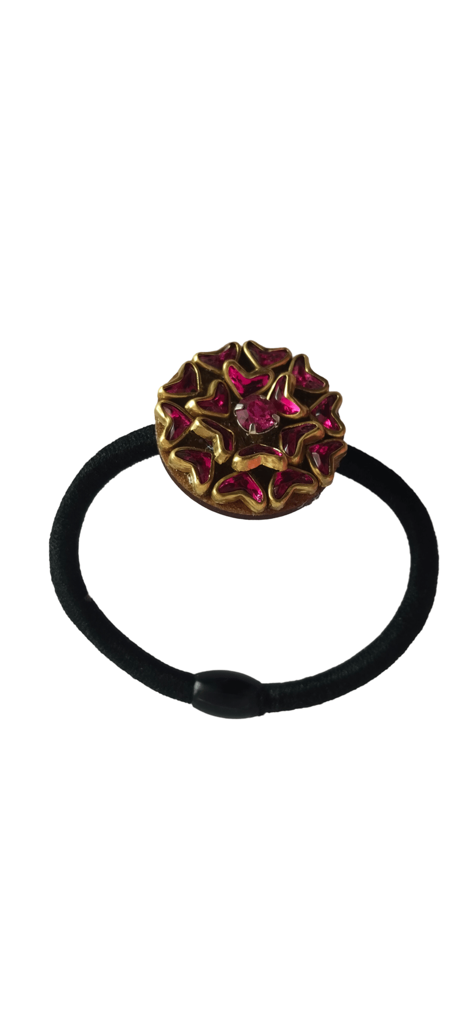 Indian Traditional Pink Stone Studded Designer Hair Rubber Band for Women