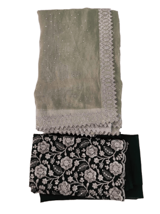 Green Georgette Embroidered Party Wear Palazzo Suit With Dupatta