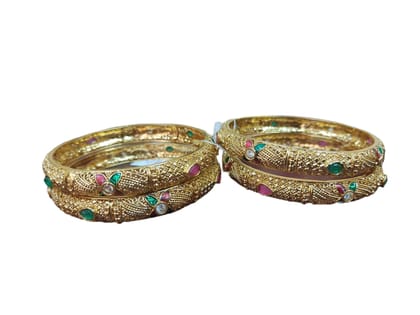 Gold Plated Kundan and Meenakari Bangles  for Women Gold Plated Kundan and Meenakari Bangles  for Women