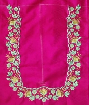 Pink silk Embroidery Blouse With Floral Motifs
