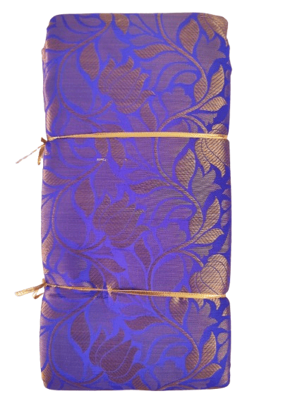 Purple and Green Kanjivaram Silk Saree with Golden Zari Border