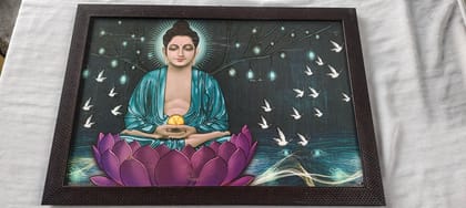 Lord Buddha Wall Hanging Painting with Frame for Home Decor