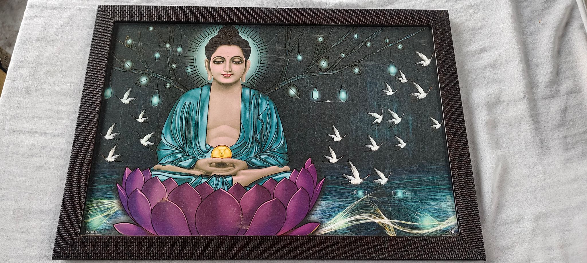 Lord Buddha Wall Hanging Painting with Frame for Home Decor