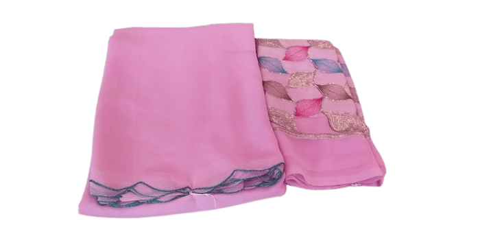 Georgette Chiffon Saree With Blouse Piece - Pink - Sarees | Buy online on ZillyBuy