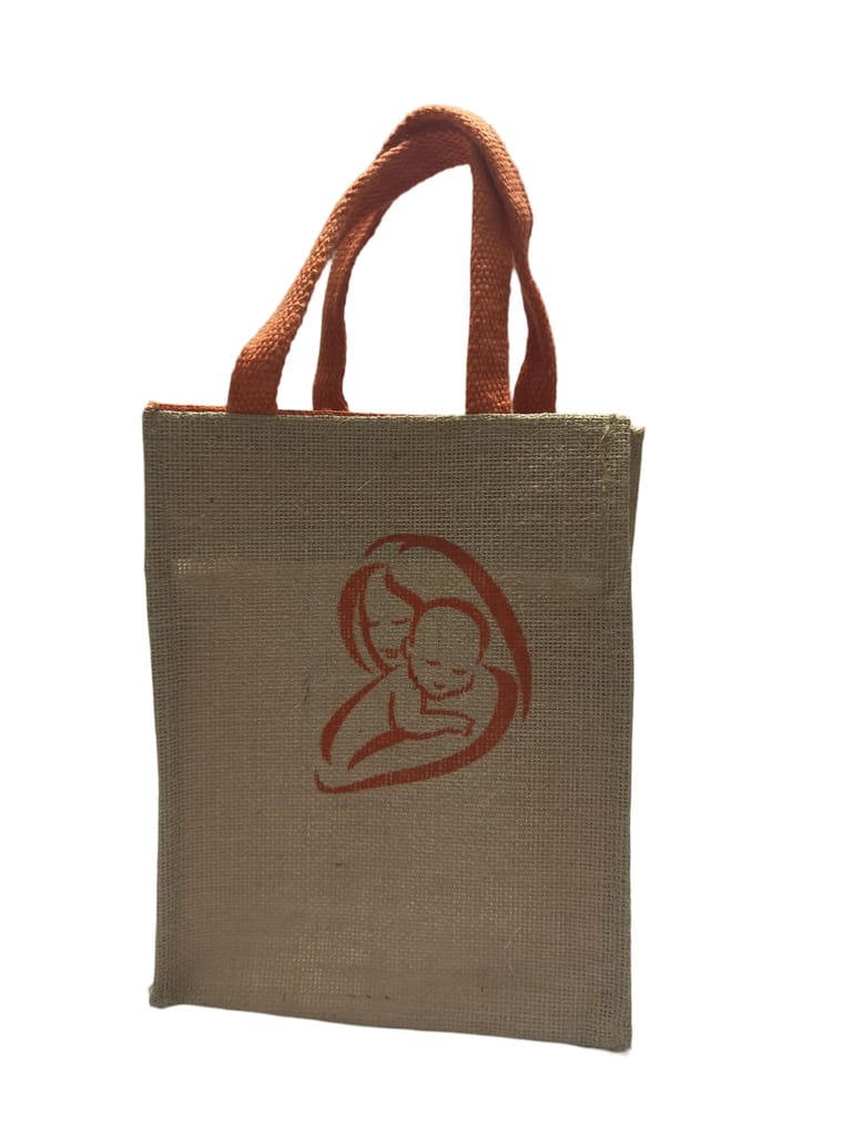 Small Jute Bag with Zipper and Cartoon Print
