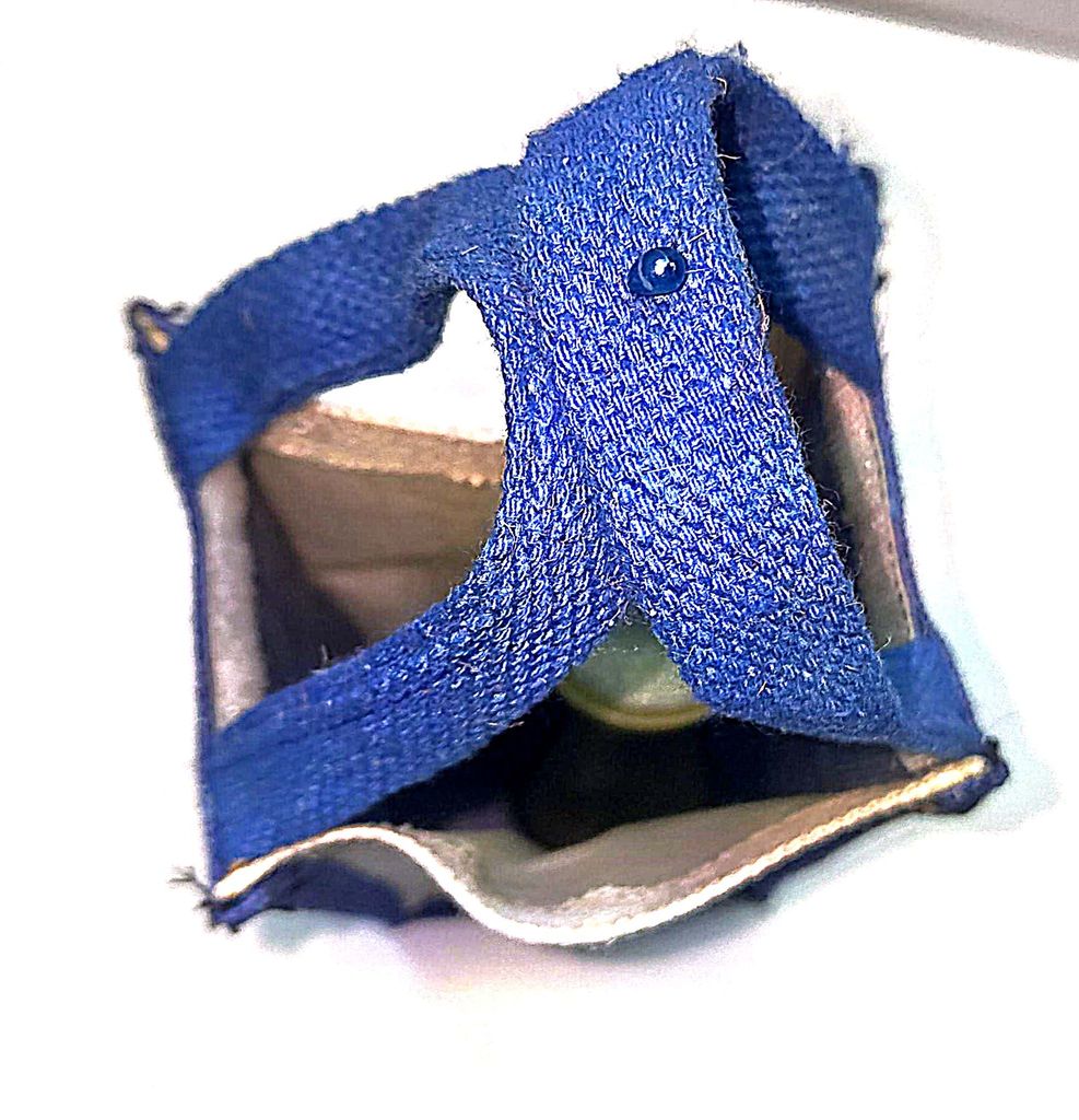 Jute Wine Bottle Bag, 2-tone, Blue/Natural, 13.5" x 4.5" x 3.5"