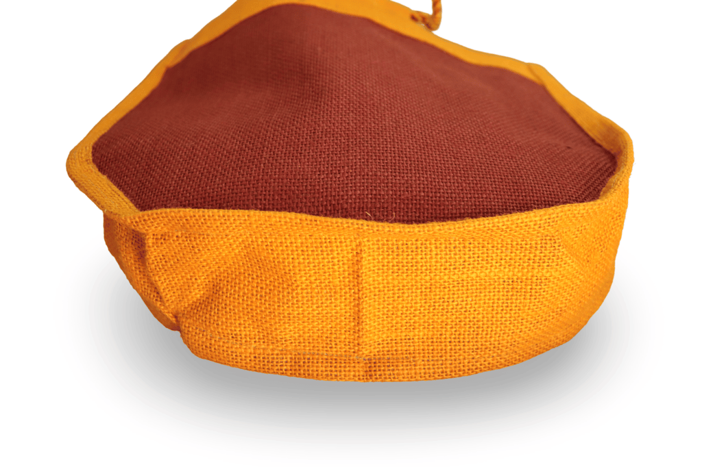 Handmade Jute Potli Bag with Cotton Drawstring for Gifting, Storage and Travel (Brown and Orange)