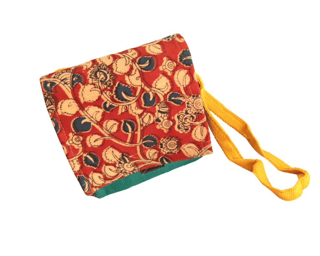Handcrafted Kalamkari Sling Bag with Adjustable Strap - Red and Green