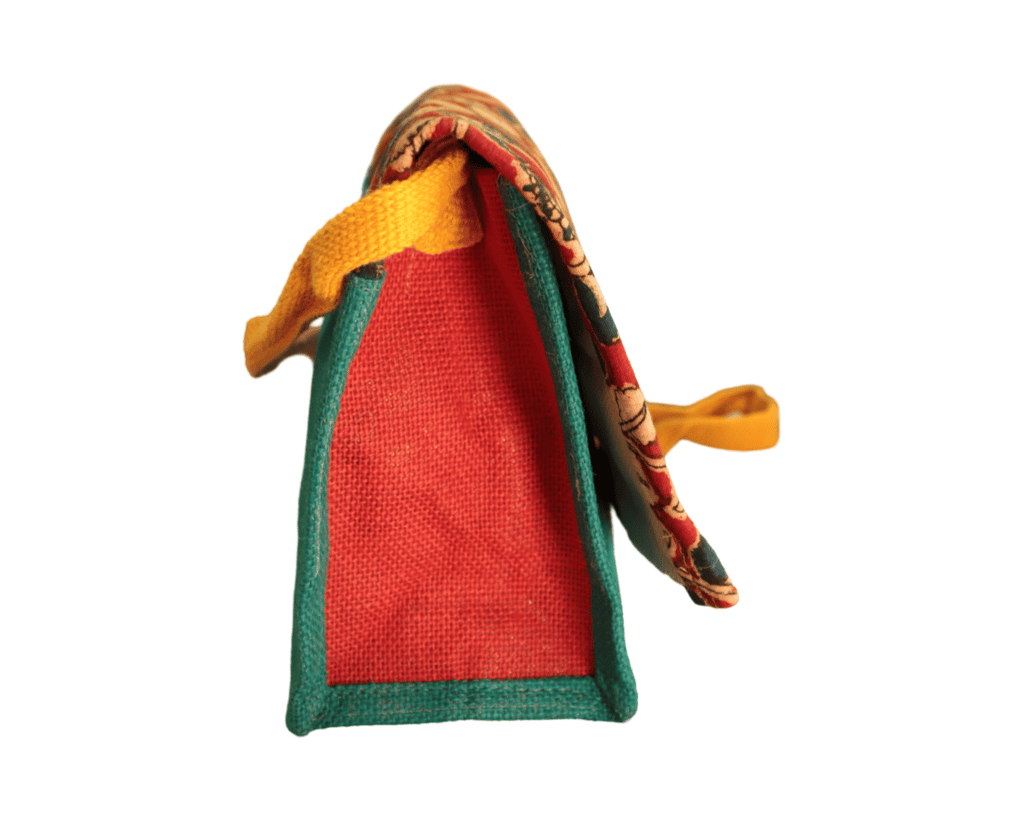Handcrafted Kalamkari Sling Bag with Adjustable Strap - Red and Green