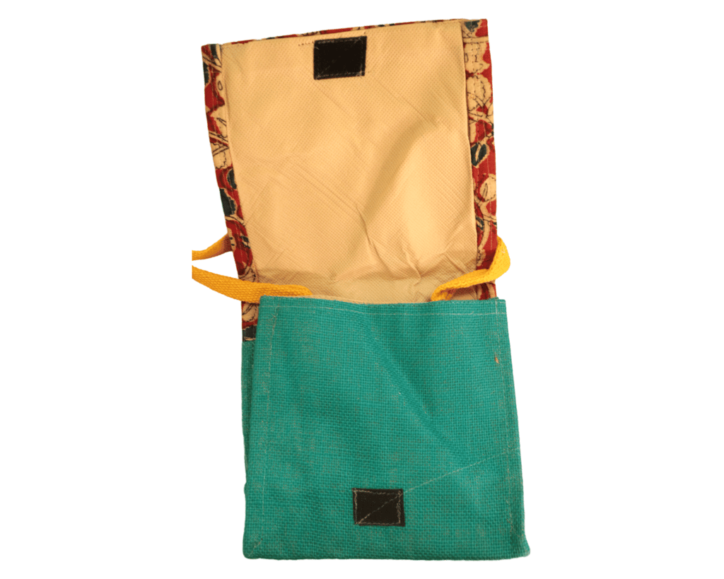 Handcrafted Kalamkari Sling Bag with Adjustable Strap - Red and Green