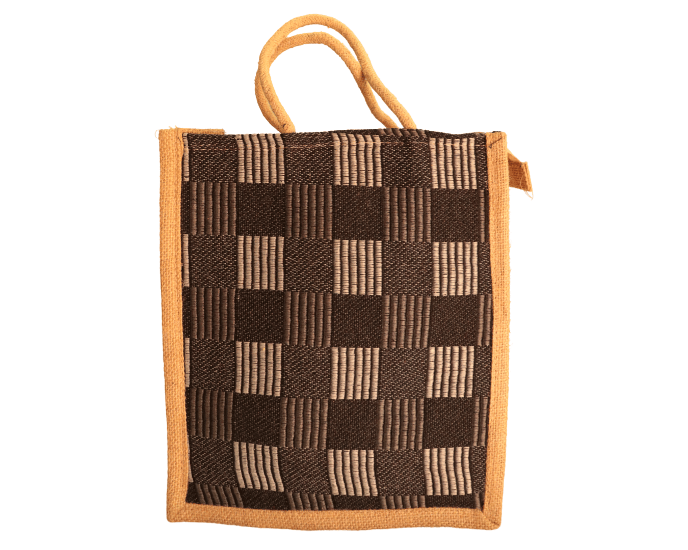 Stylish and Eco-Friendly Jute Tote Bag with Checkered Pattern