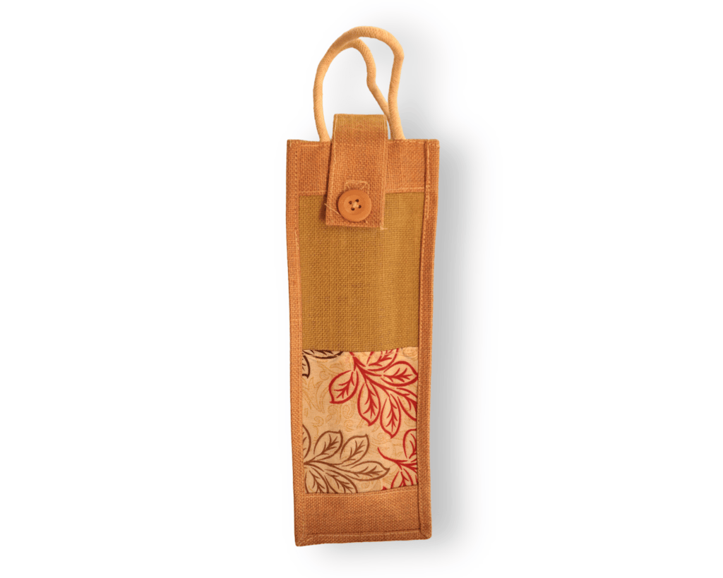 Burlap Wine Tote Bag