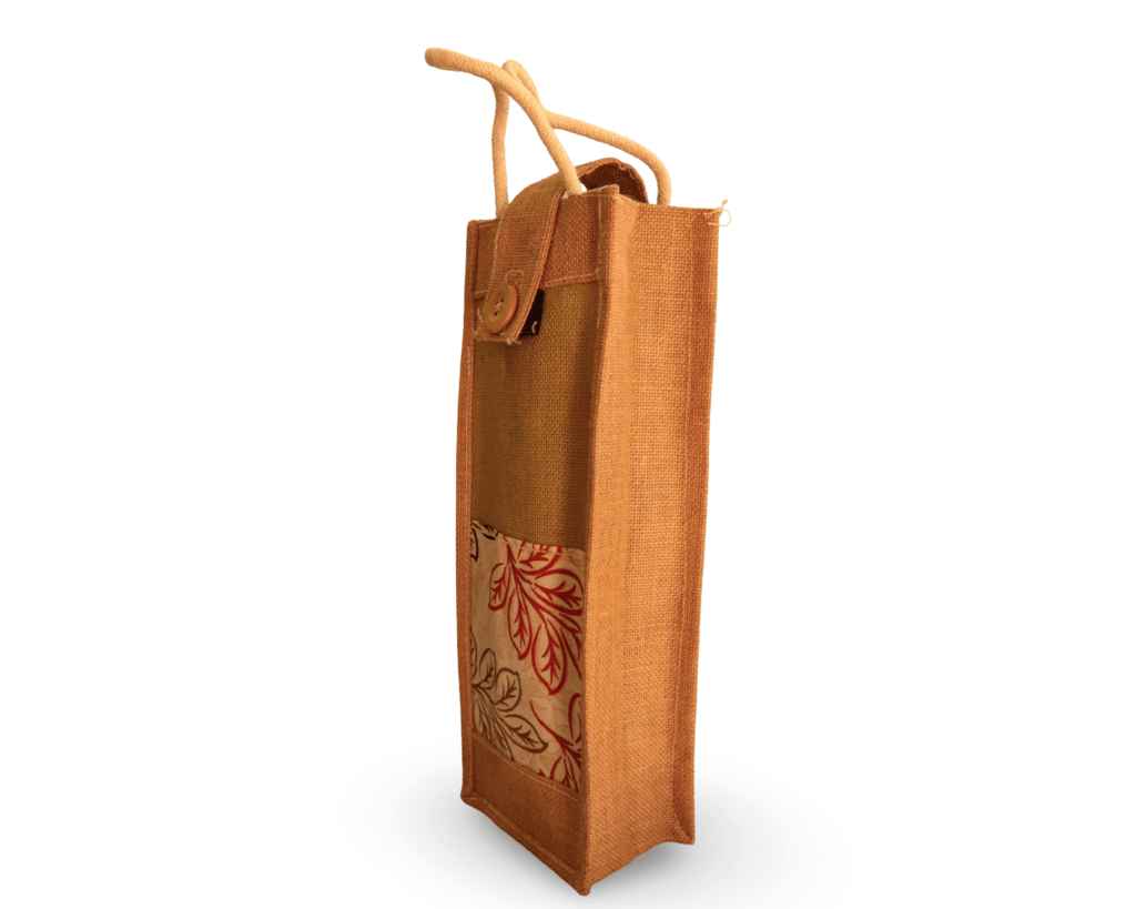 Burlap Wine Tote Bag