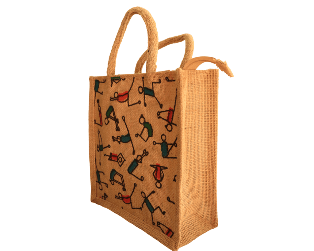 Handcrafted Jute Tote Bag with Colorful Embroidery