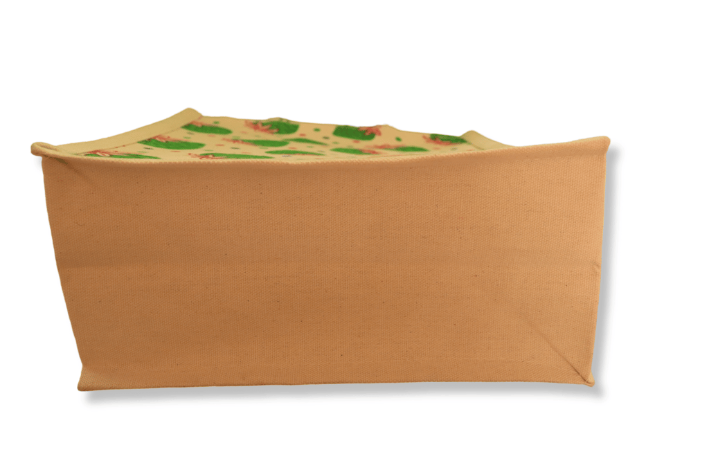 Eco-Friendly Strawberry Print Jute Tote Bag with Zipper and Handles