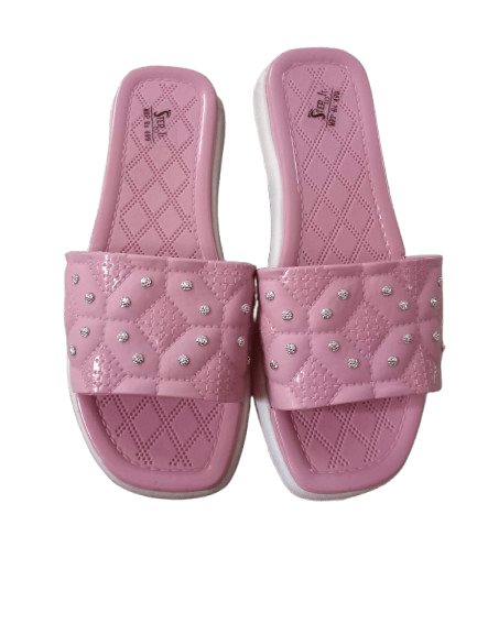 Women's Pink Rhinestone Slip-On Sandals
