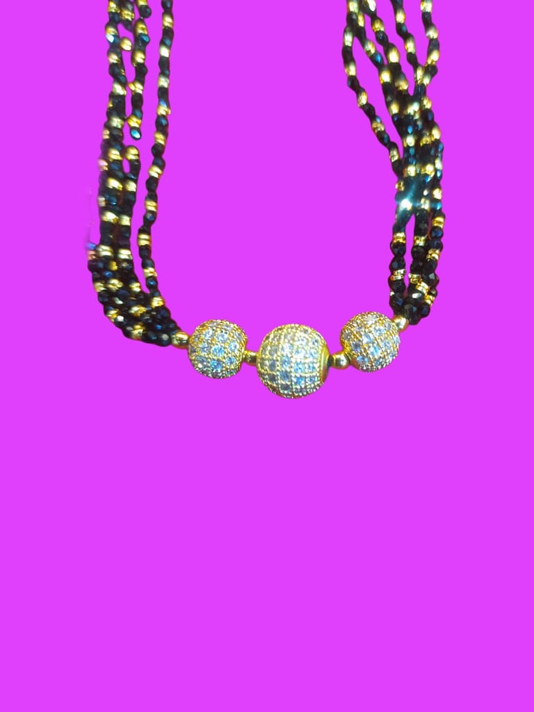Black Beads Necklace with Golden Balls