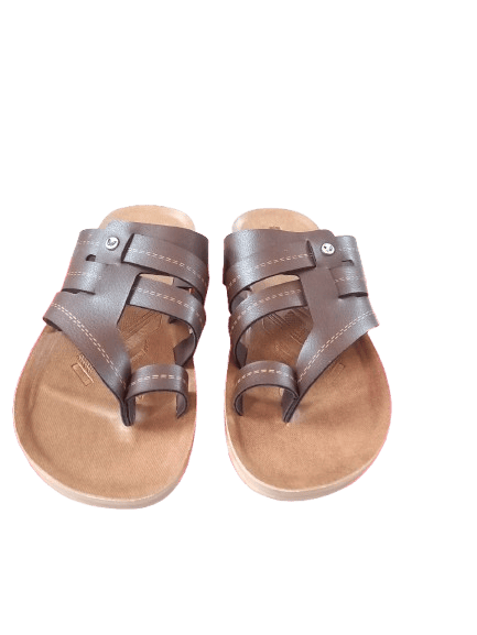 Men's Brown Leather Slip-On Sandals