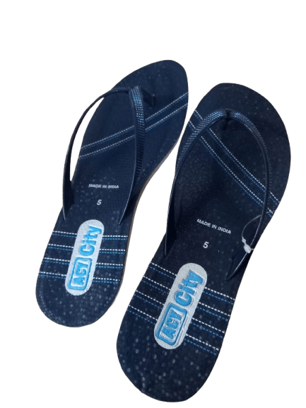 Women's Fashionable Blue Rubber Flip Flops