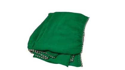 Green Chiffon Dupatta with Silver Beads