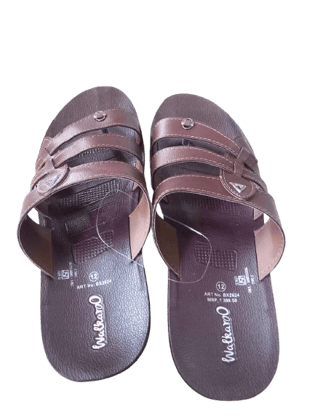 Men's Brown Leather Slip-On Sandals