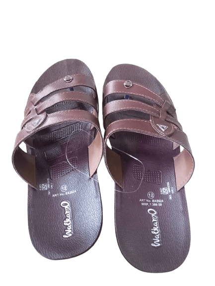 Men's Brown Leather Slip-On Sandals