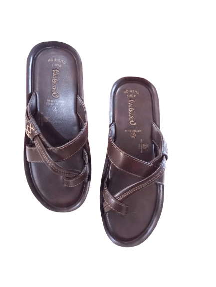 Men's Brown Leather Cross Strap Sandals