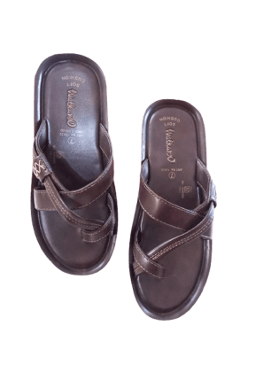 Men's Brown Leather Cross Strap Sandals