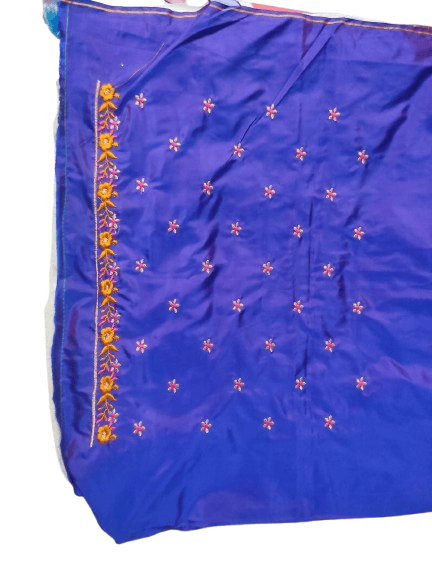 Blue Embroidered Blouse With Floral Motifs