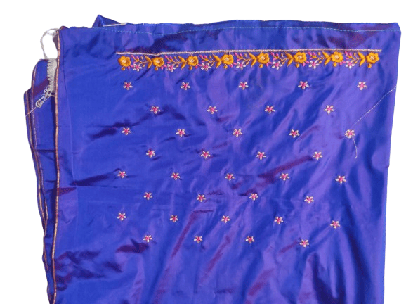 Blue Embroidered Blouse With Floral Motifs