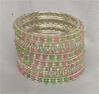 Pink and Green Rhinestone Bangle Set Pink and Green Rhinestone Bangle Set
