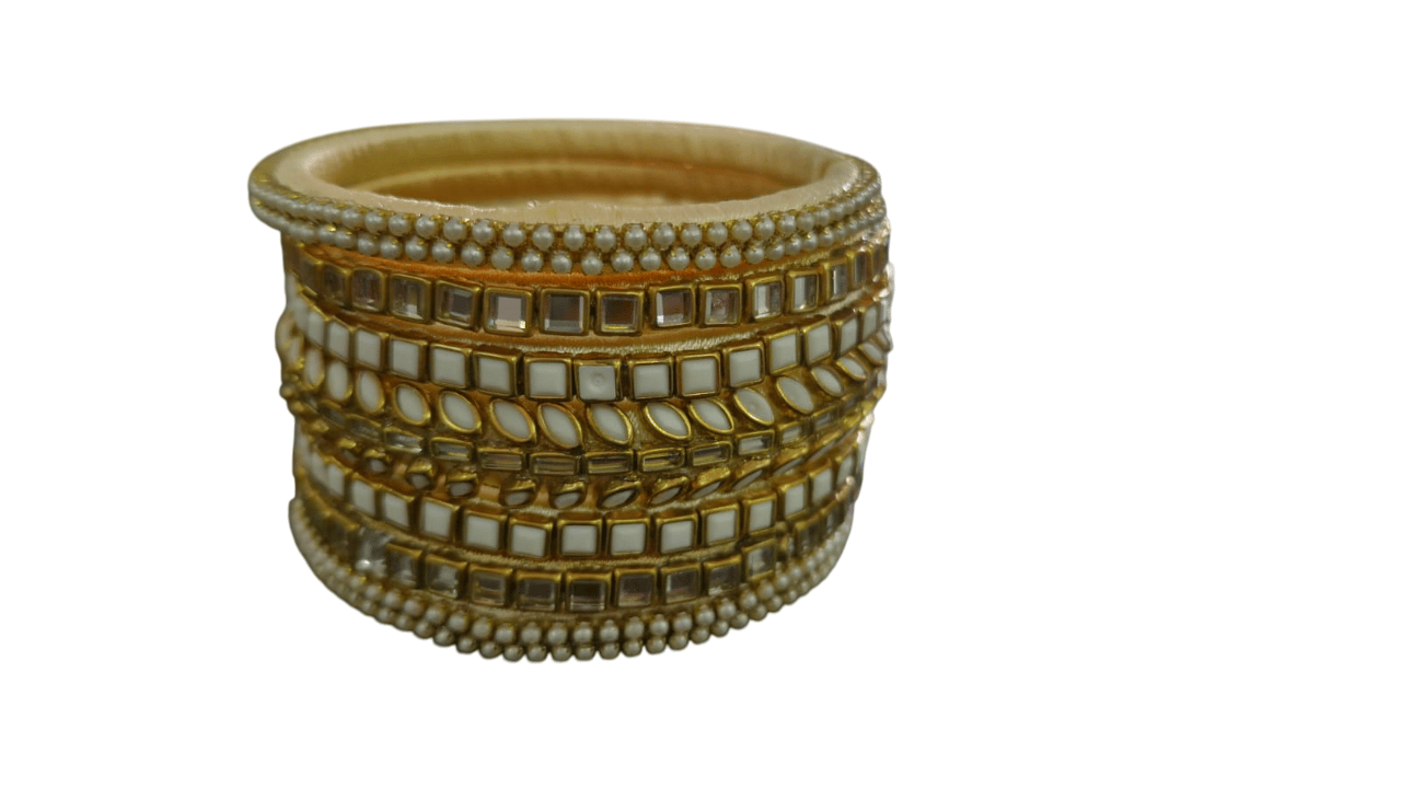 Pearl and Kundan Bangle Set for Women - Traditional Indian Jewelry