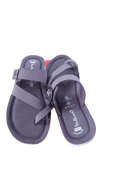 Women's black casual slippers with a textured footbed and a buckle closure
