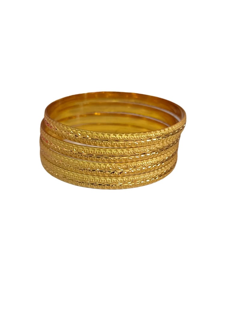 Gold Plated Textured Bangle Set of 4 Size 2-8