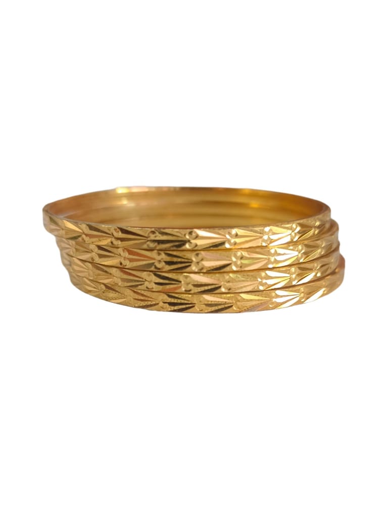 Exquisite Set of 4 Gold Bangles with Intricate Diamond Cut Design Size 2-6 - Bangles & Bracelets | Buy online on ZillyBuy