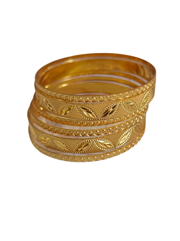 Gold Plated Bangles Set of 6 with Textured Finish Size 2-8 - Bangles & Bracelets | Buy online on ZillyBuy